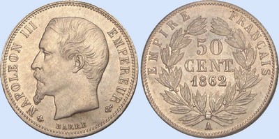 50 Centimes NAPOLEON III Tte nue